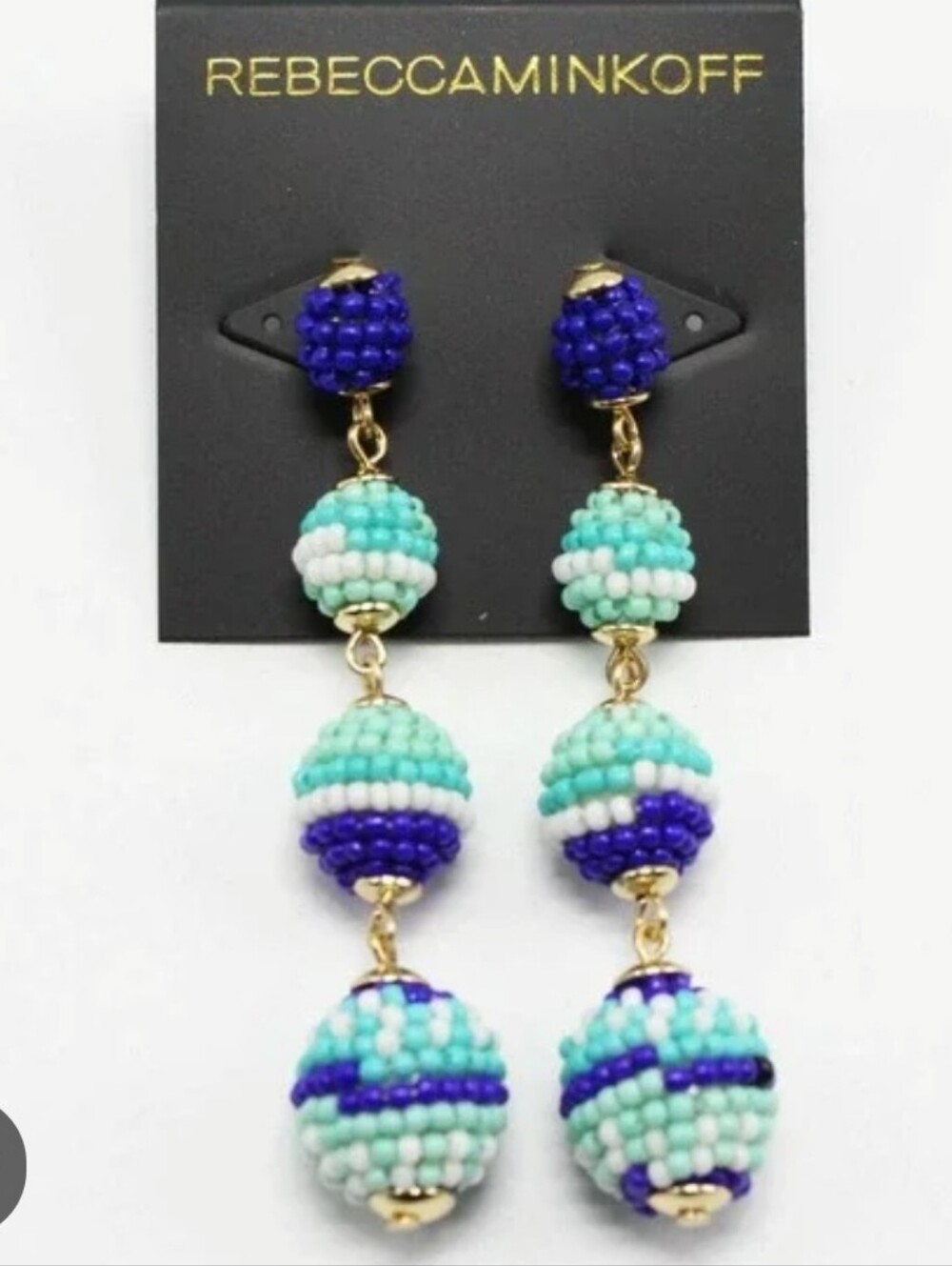 Rebecca Minkoff Blue & Teal Beaded Drop Earrings